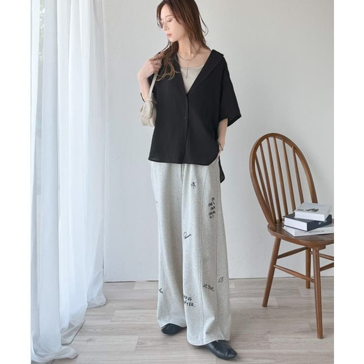 透ける、揺れる、魅せる。ヴィンテージライクシアー素材開襟シャツブラウス（半袖） | Classical Elf  | 詳細画像18 