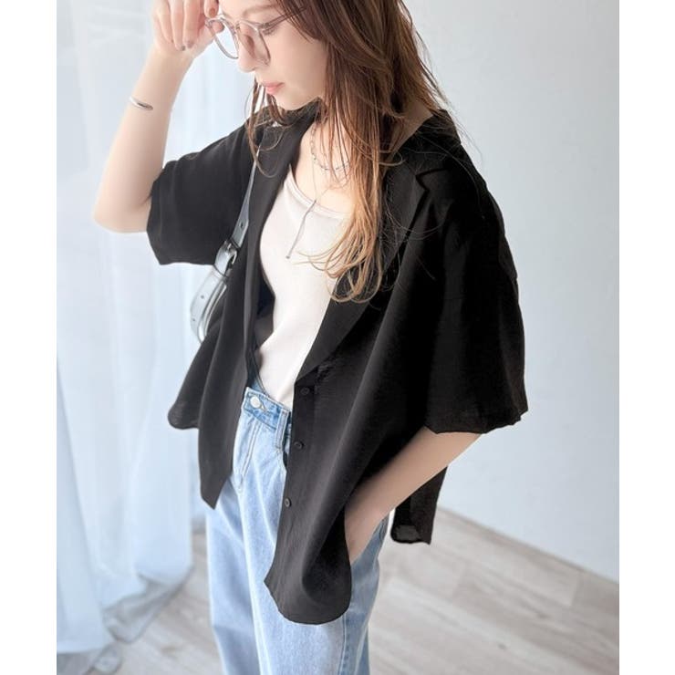 透ける、揺れる、魅せる。ヴィンテージライクシアー素材開襟シャツブラウス（半袖） | Classical Elf  | 詳細画像22 