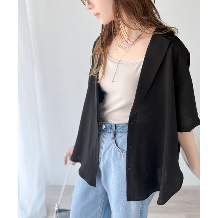 透ける、揺れる、魅せる。ヴィンテージライクシアー素材開襟シャツブラウス（半袖） | Classical Elf  | 詳細画像23 