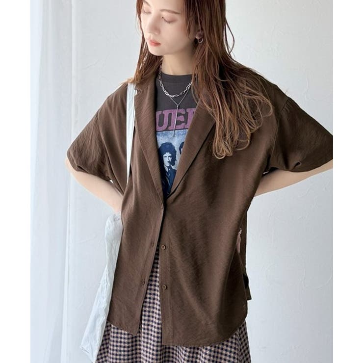 透ける、揺れる、魅せる。ヴィンテージライクシアー素材開襟シャツブラウス（半袖） | Classical Elf  | 詳細画像28 