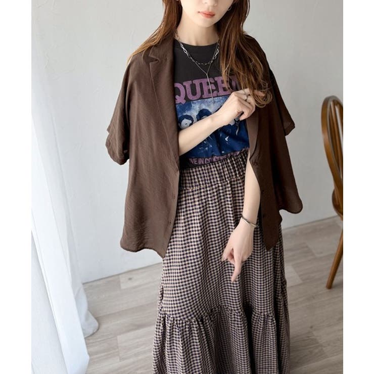 透ける、揺れる、魅せる。ヴィンテージライクシアー素材開襟シャツブラウス（半袖） | Classical Elf  | 詳細画像30 