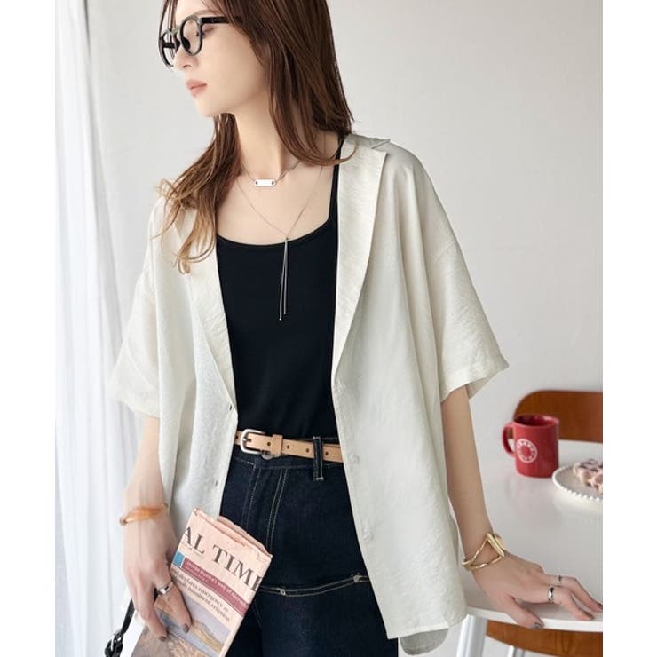 透ける、揺れる、魅せる。ヴィンテージライクシアー素材開襟シャツブラウス（半袖） | Classical Elf  | 詳細画像3 