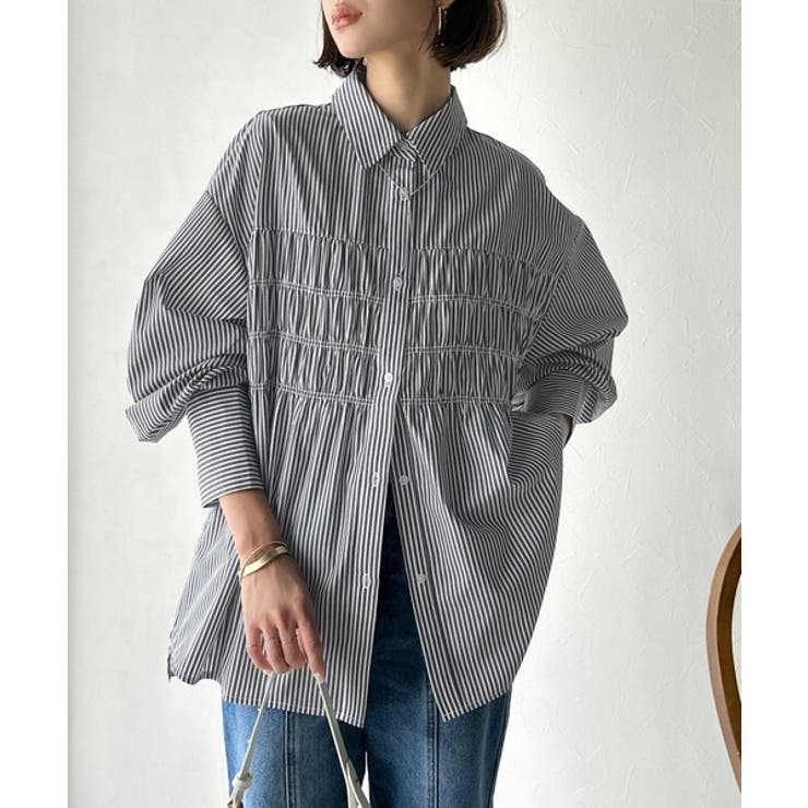 立体感を纏う。シャーリングビスチェ風ロングカフスビッグシャツ（長袖） | Classical Elf  | 詳細画像13 