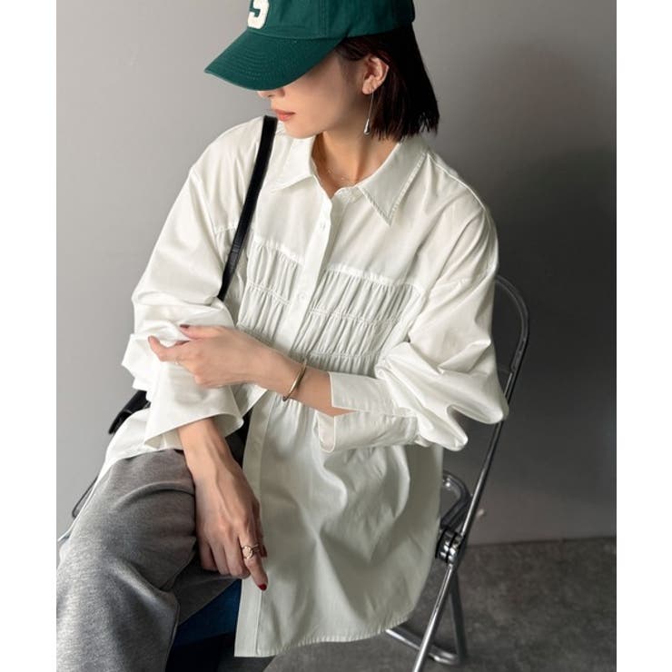 立体感を纏う。シャーリングビスチェ風ロングカフスビッグシャツ（長袖） | Classical Elf  | 詳細画像1 