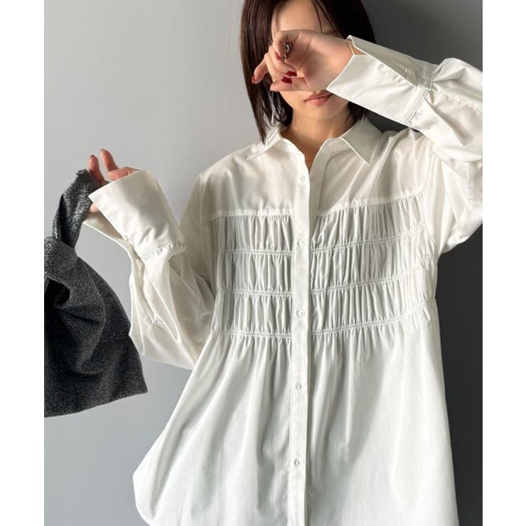 立体感を纏う。シャーリングビスチェ風ロングカフスビッグシャツ（長袖） | Classical Elf  | 詳細画像2 