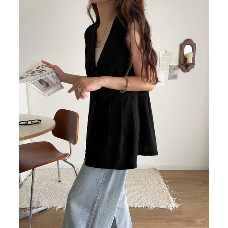 夏コーデを格上げ♪比翼デザイン麻調ペプラムジレベスト | Classical Elf  | 詳細画像9 