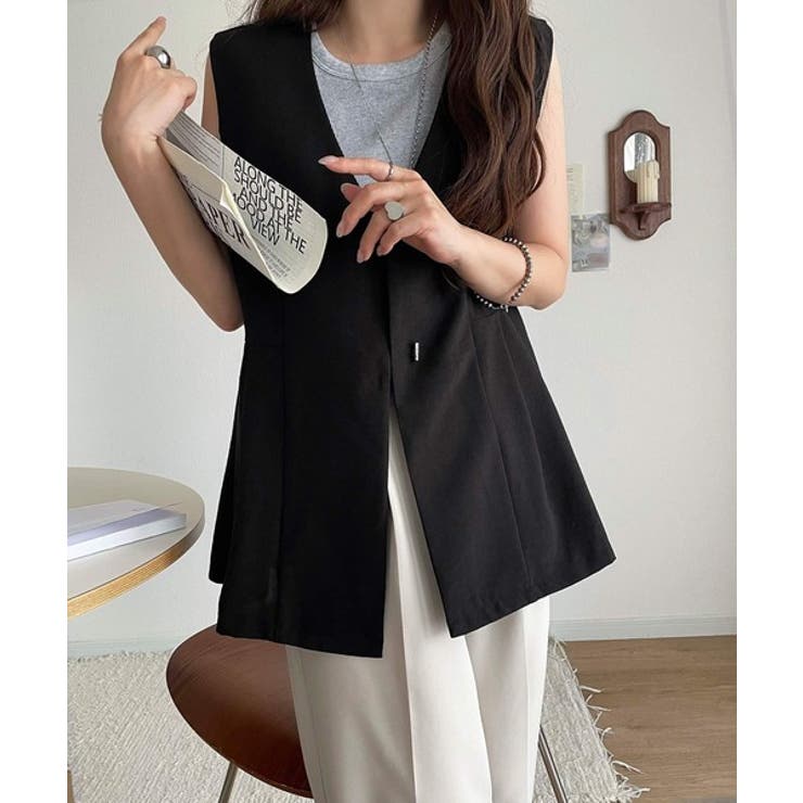 夏コーデを格上げ♪比翼デザイン麻調ペプラムジレベスト | Classical Elf  | 詳細画像10 