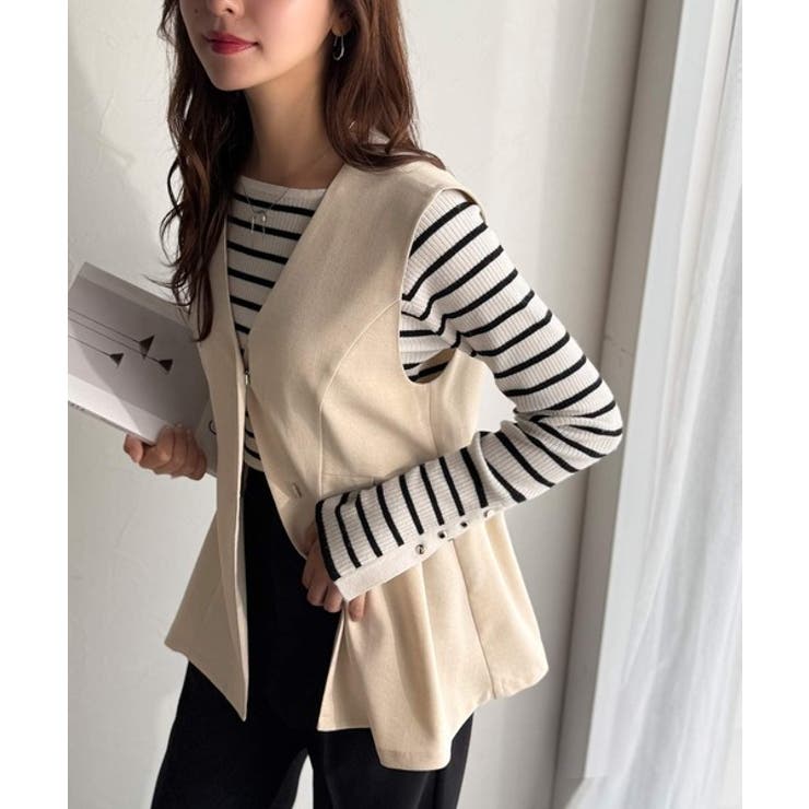 夏コーデを格上げ♪比翼デザイン麻調ペプラムジレベスト | Classical Elf  | 詳細画像34 