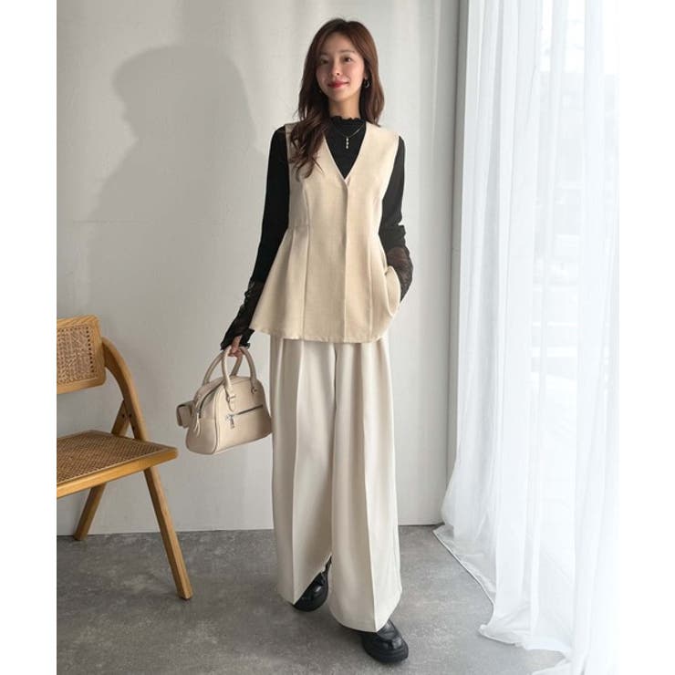 夏コーデを格上げ♪比翼デザイン麻調ペプラムジレベスト | Classical Elf  | 詳細画像36 