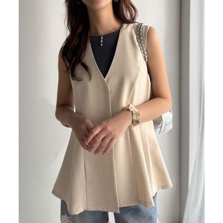 夏コーデを格上げ♪比翼デザイン麻調ペプラムジレベスト | Classical Elf  | 詳細画像37 