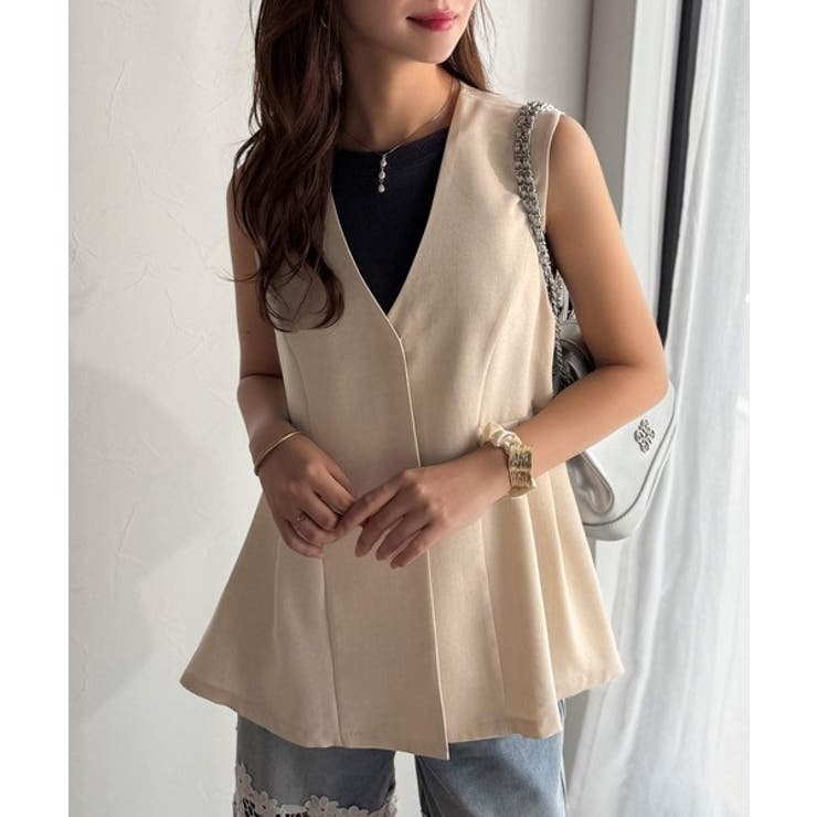 夏コーデを格上げ♪比翼デザイン麻調ペプラムジレベスト | Classical Elf  | 詳細画像38 