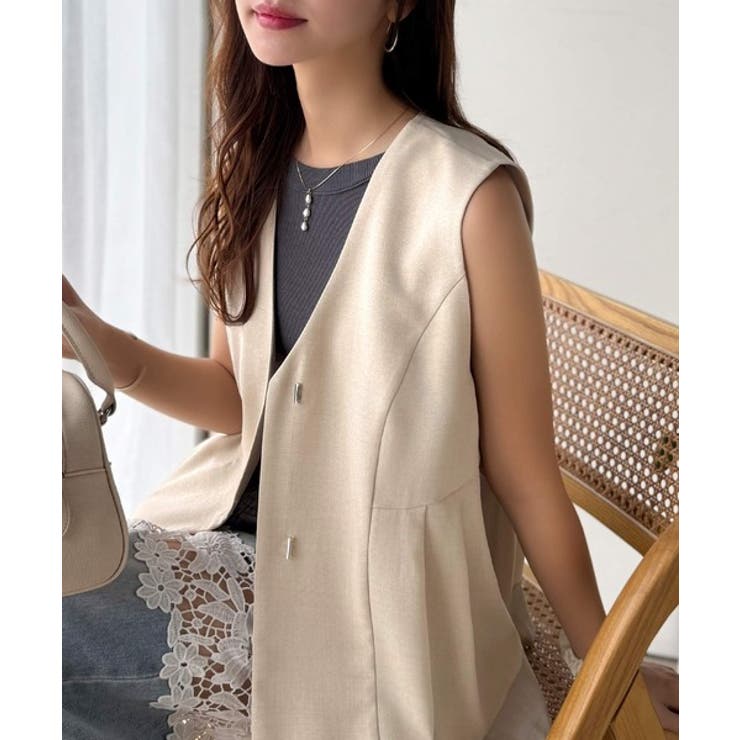 夏コーデを格上げ♪比翼デザイン麻調ペプラムジレベスト | Classical Elf  | 詳細画像41 