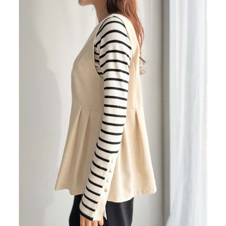 夏コーデを格上げ♪比翼デザイン麻調ペプラムジレベスト | Classical Elf  | 詳細画像45 