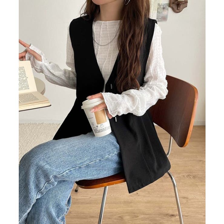 夏コーデを格上げ♪比翼デザイン麻調ペプラムジレベスト | Classical Elf  | 詳細画像1 