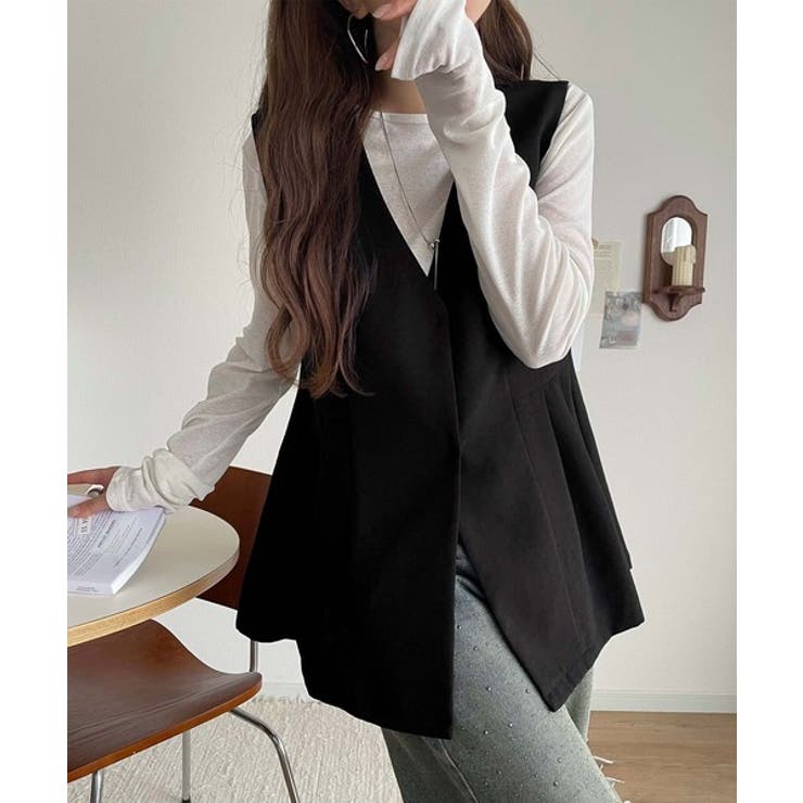 夏コーデを格上げ♪比翼デザイン麻調ペプラムジレベスト | Classical Elf  | 詳細画像2 