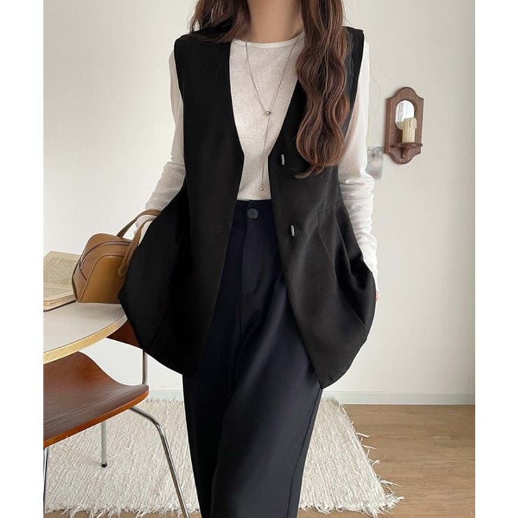 夏コーデを格上げ♪比翼デザイン麻調ペプラムジレベスト | Classical Elf  | 詳細画像3 