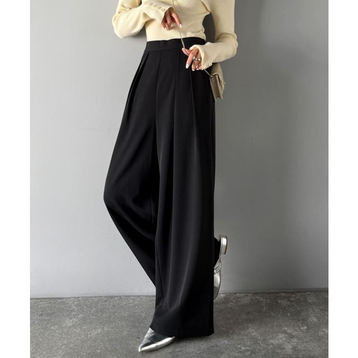 リラックス感ときちんと感を両立。上品見えするとろみ素材2タックスラックスパンツ | Classical Elf  | 詳細画像2 