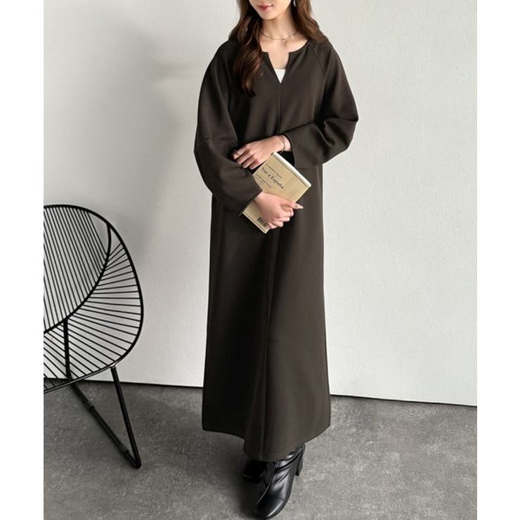 清楚にフェミニン、品よく抜け感。ランタンスリーブキーネックワンピース（ロング丈） | Classical Elf  | 詳細画像26 