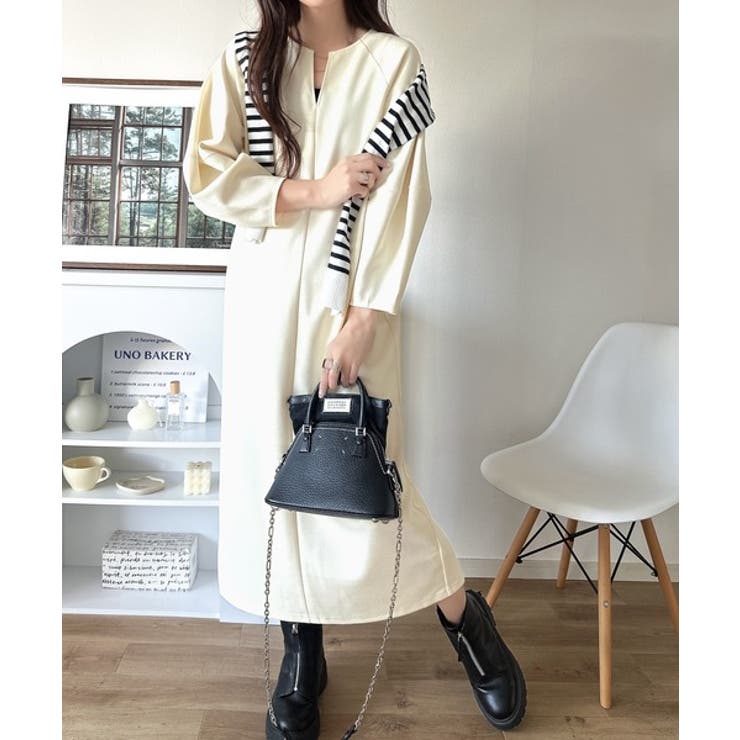 清楚にフェミニン、品よく抜け感。ランタンスリーブキーネックワンピース（ロング丈） | Classical Elf  | 詳細画像5 