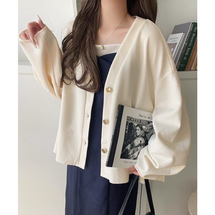 たっぽり袖×ゴールドボタンの欲張りカーデ。ランタンスリーブ金釦Vネックカーディガ… | Classical Elf  | 詳細画像7 