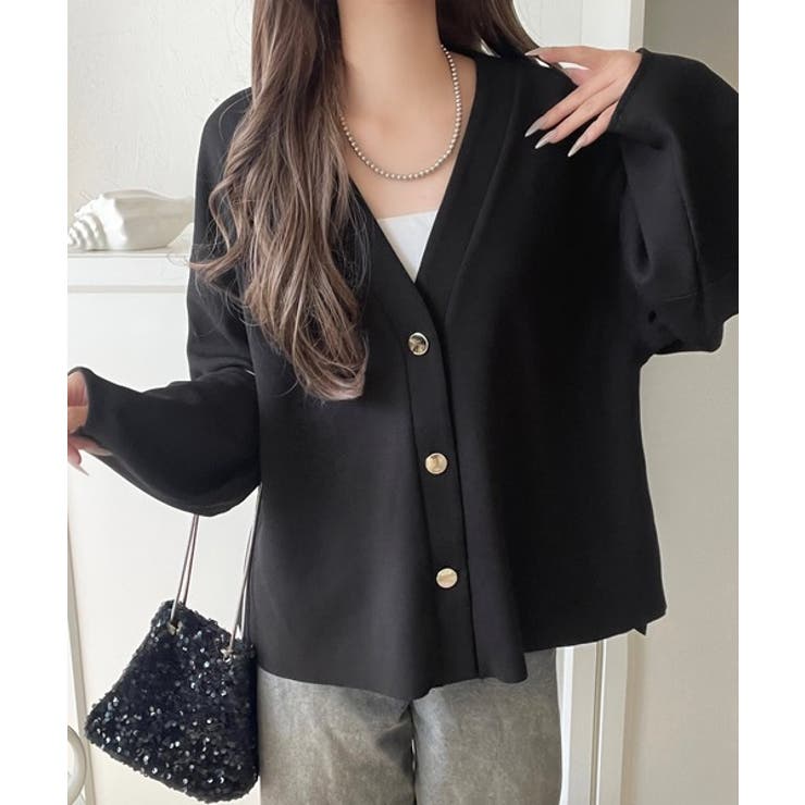 たっぽり袖×ゴールドボタンの欲張りカーデ。ランタンスリーブ金釦Vネックカーディガ… | Classical Elf  | 詳細画像23 