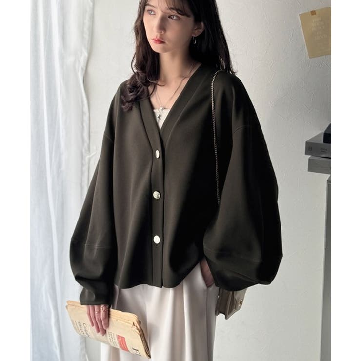 たっぽり袖×ゴールドボタンの欲張りカーデ。ランタンスリーブ金釦Vネックカーディガ… | Classical Elf  | 詳細画像35 