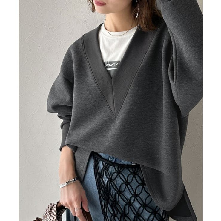 「大人の余裕感」をまとえる！Vネックダンボールカットソー（長袖） | Classical Elf  | 詳細画像15 