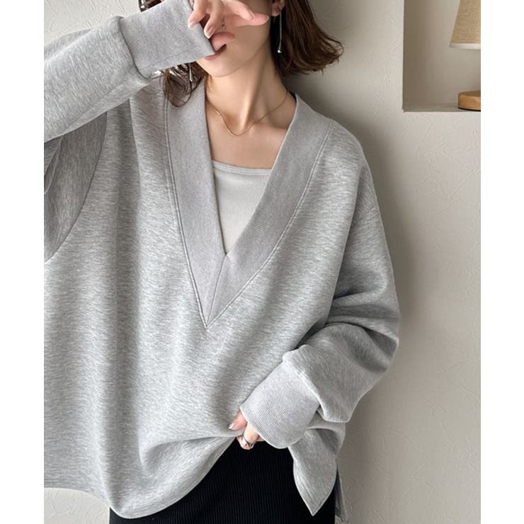 「大人の余裕感」をまとえる！Vネックダンボールカットソー（長袖） | Classical Elf  | 詳細画像2 