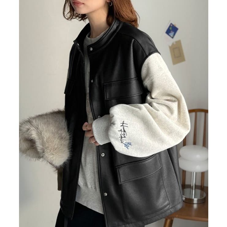 ブラック | 羽織るだけで、モードな存在感。BIGポケットレザー風加工スエードルーズベスト | Classical Elf 