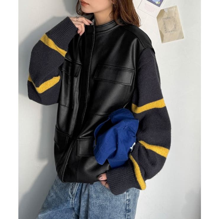 羽織るだけで、モードな存在感。BIGポケットレザー風加工スエードルーズベスト | Classical Elf  | 詳細画像9 