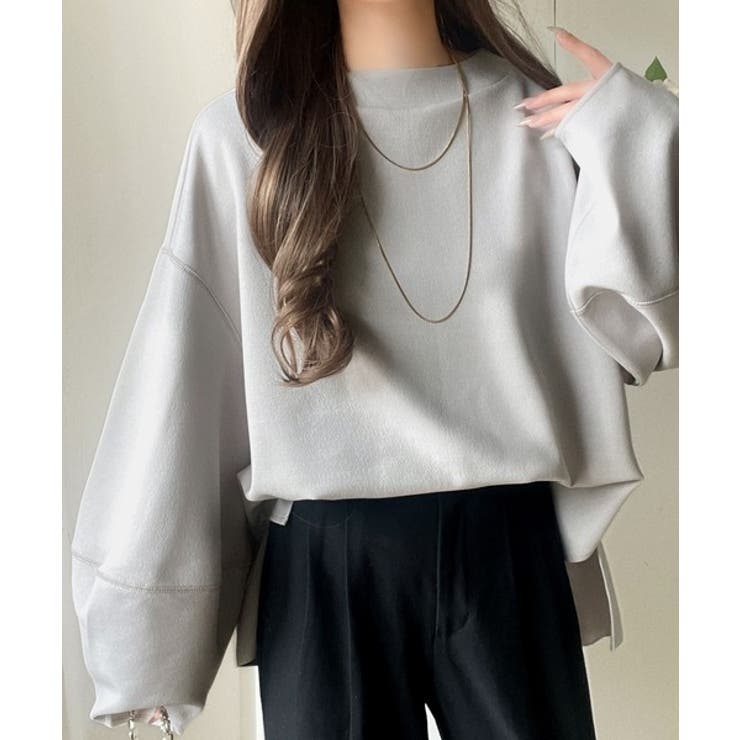 ライトグレー | ゆったりシルエットでこなれ感を演出◎ランタンスリーブカットジョーゼットプルオーバ… | Classical Elf 