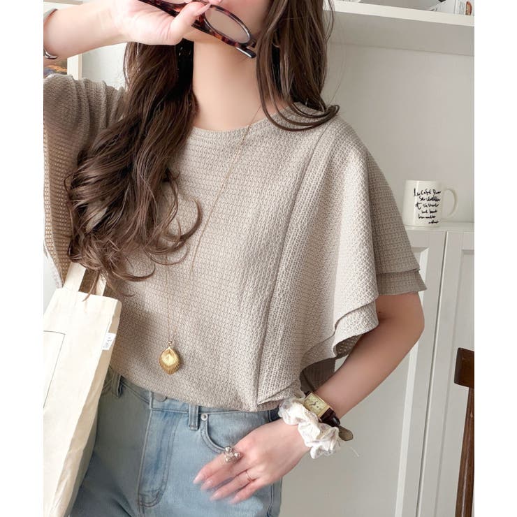一枚で“きれい可愛い”が完成！レースジャガードフリルスリーブTシャツ | Classical Elf  | 詳細画像19 