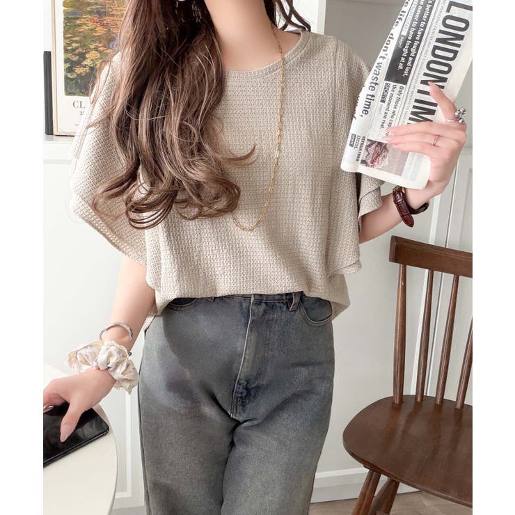 一枚で“きれい可愛い”が完成！レースジャガードフリルスリーブTシャツ | Classical Elf  | 詳細画像24 
