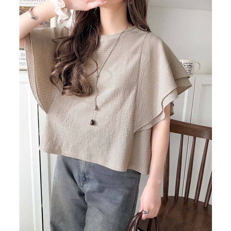 一枚で“きれい可愛い”が完成！レースジャガードフリルスリーブTシャツ | Classical Elf  | 詳細画像25 