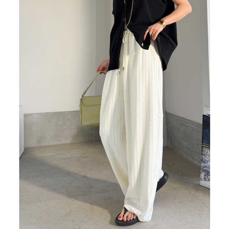 透かし編みでラクチンに映える♪ジャガードレースギャザーコクーンパンツ | Classical Elf  | 詳細画像1 