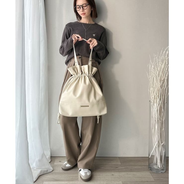 きゅっと絞って可愛さ◎フェイクレザービッグトートバッグ | Classical Elf  | 詳細画像2 