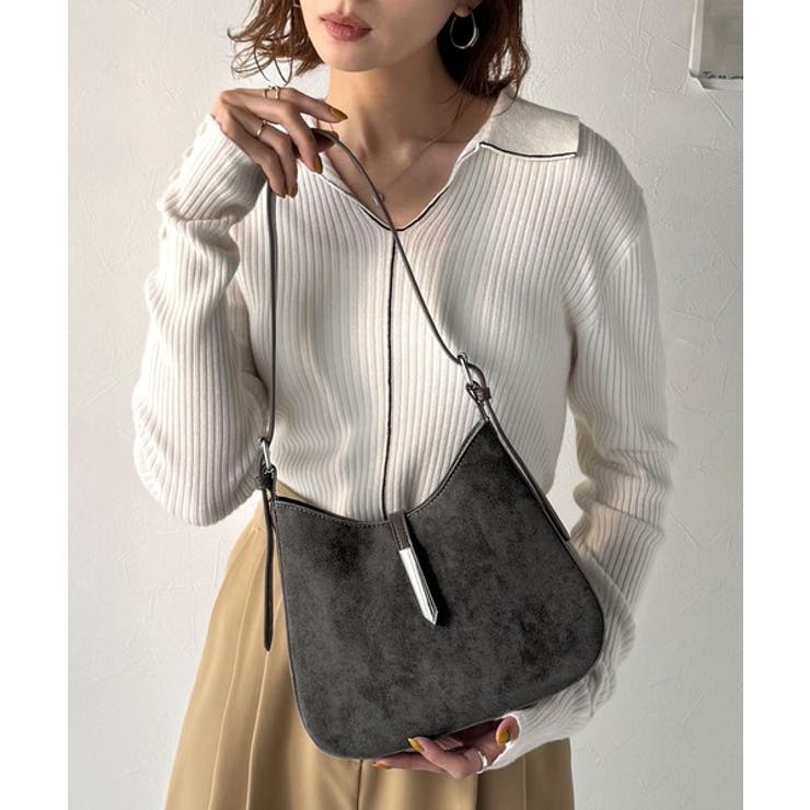 チャコール | 大人の余裕を魅せる。スウェードライクメタルパーツワンハンドルバッグ | Classical Elf 