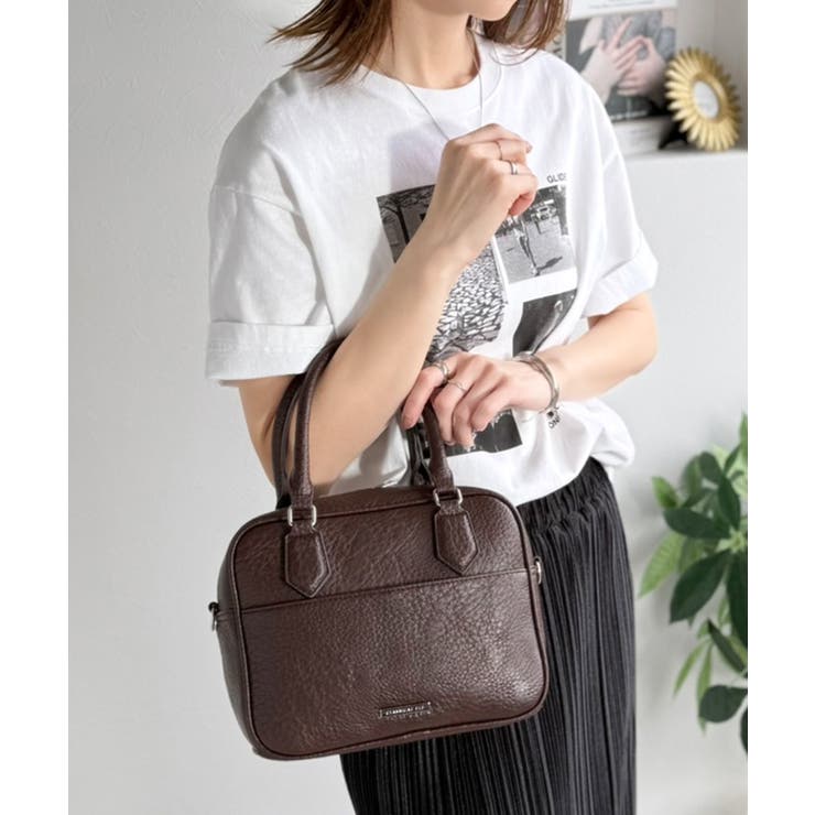 大人上品にキマる！フェイクレザー2wayスクエアボストンショルダーバッグ | Classical Elf  | 詳細画像14 