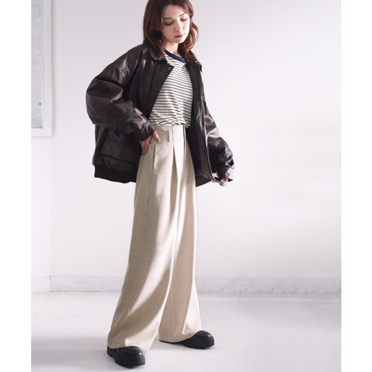 さらっと美脚見せ。メランジ タックワイドパンツ | Classical Elf  | 詳細画像4 