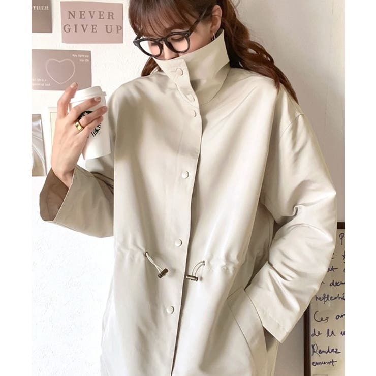 極美品★ebure｜アイボリーベージュ ドロスト フーデットコート 極美品☆ebure｜アイボリーベージュ ドロスト フーデットコート 極美品