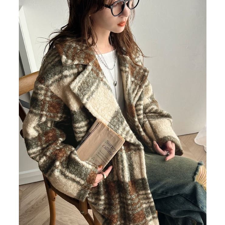 EVALINKA イタリア製　ウール　ボア　ジャケット　コート　個性的　派手 EVALINKA イタリア製 ウール ボア ジャケット コート 個性的 派手