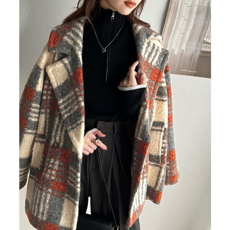 EVALINKA イタリア製　ウール　ボア　ジャケット　コート　個性的　派手 EVALINKA イタリア製 ウール ボア ジャケット コート 個性的 派手