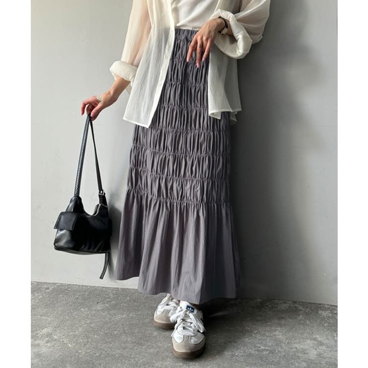 光沢感とシルエットが女性らしい。マーメイド風シャーリングナロースカート(ロング丈… | Classical Elf  | 詳細画像12 