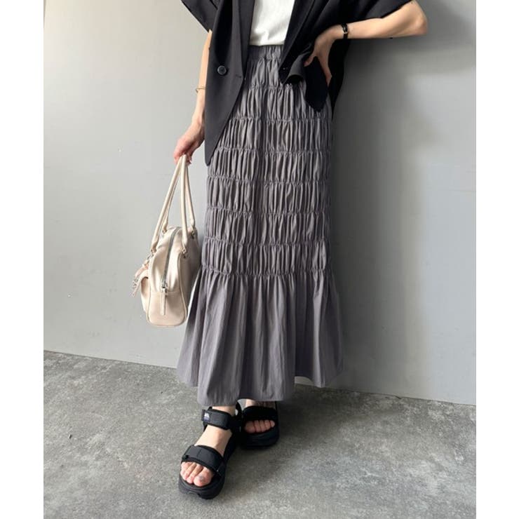 光沢感とシルエットが女性らしい。マーメイド風シャーリングナロースカート(ロング丈… | Classical Elf  | 詳細画像14 