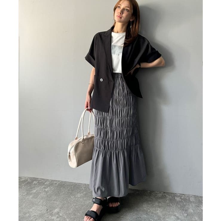 光沢感とシルエットが女性らしい。マーメイド風シャーリングナロースカート(ロング丈… | Classical Elf  | 詳細画像15 