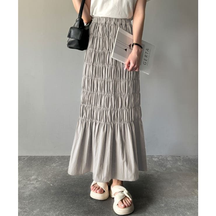 光沢感とシルエットが女性らしい。マーメイド風シャーリングナロースカート(ロング丈… | Classical Elf  | 詳細画像18 