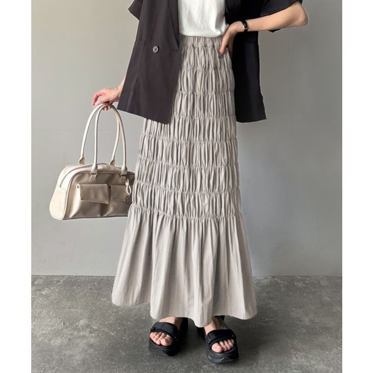 光沢感とシルエットが女性らしい。マーメイド風シャーリングナロースカート(ロング丈… | Classical Elf  | 詳細画像19 