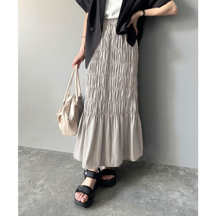 光沢感とシルエットが女性らしい。マーメイド風シャーリングナロースカート(ロング丈… | Classical Elf  | 詳細画像20 