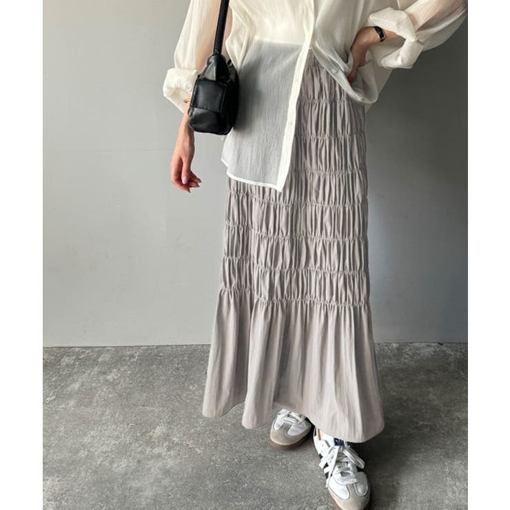 光沢感とシルエットが女性らしい。マーメイド風シャーリングナロースカート(ロング丈… | Classical Elf  | 詳細画像22 