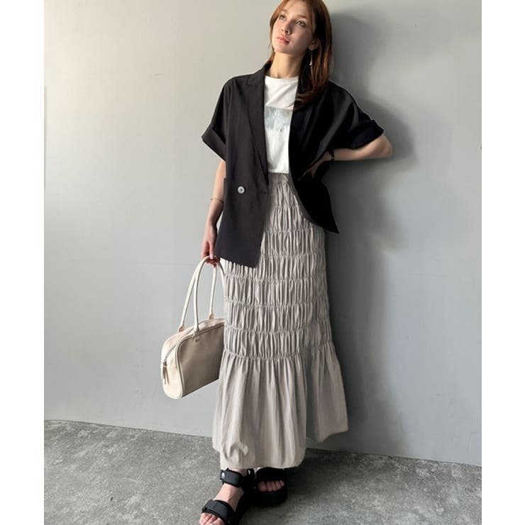 光沢感とシルエットが女性らしい。マーメイド風シャーリングナロースカート(ロング丈… | Classical Elf  | 詳細画像24 